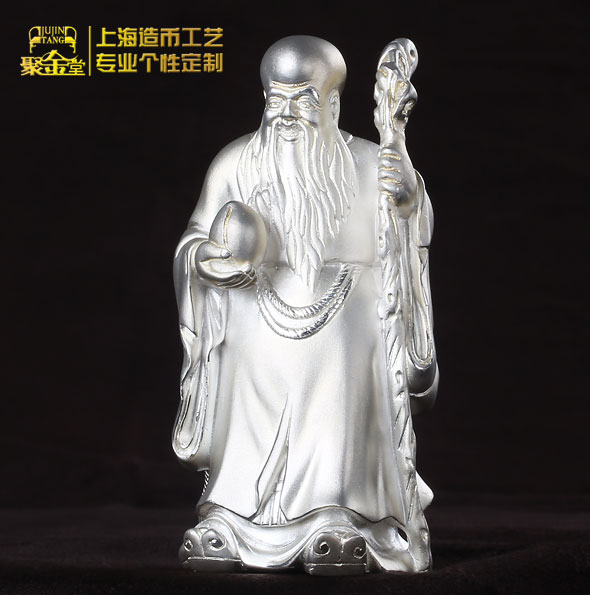 “壽星”南極老人星壽星老人純銀立體澆鑄擺件定制_ 立體銀擺件