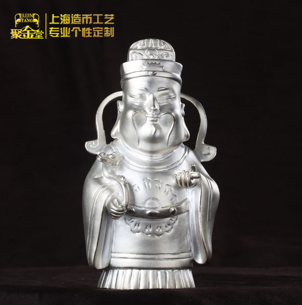 “祿星”大版純立體澆鑄銀擺件定制_純銀擺件定