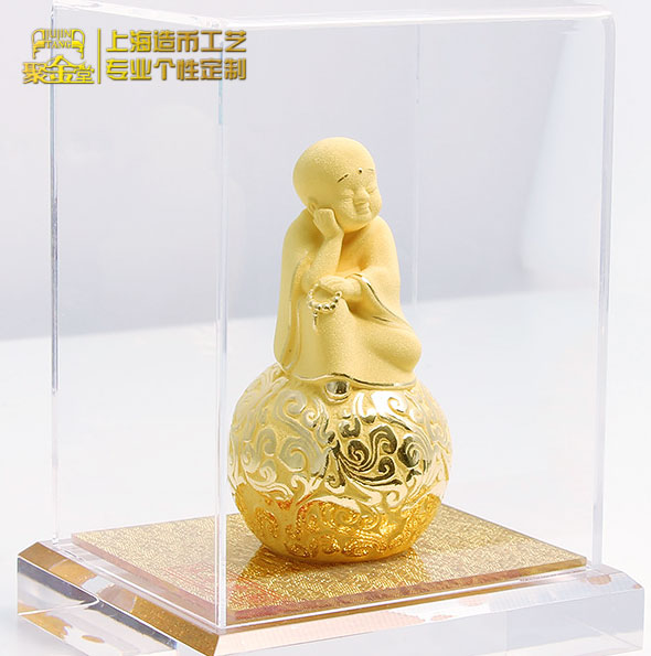 小沙彌絨沙金擺件定制_定做立體純金擺件 定制立體擺件