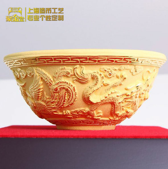 金飯碗絨沙金擺件定制_定做立體純金擺件 定制立體擺件