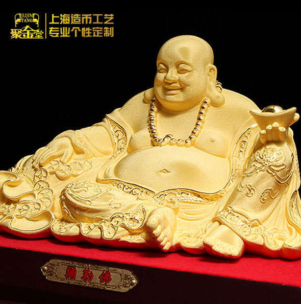 彌勒佛絨沙金擺件定制_定做立體純金擺件 定制立體擺件定制
