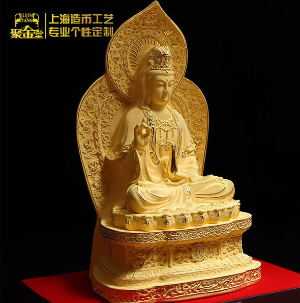 菩薩座像絨沙金擺件定制_定做立體純金擺件 定制立體擺件