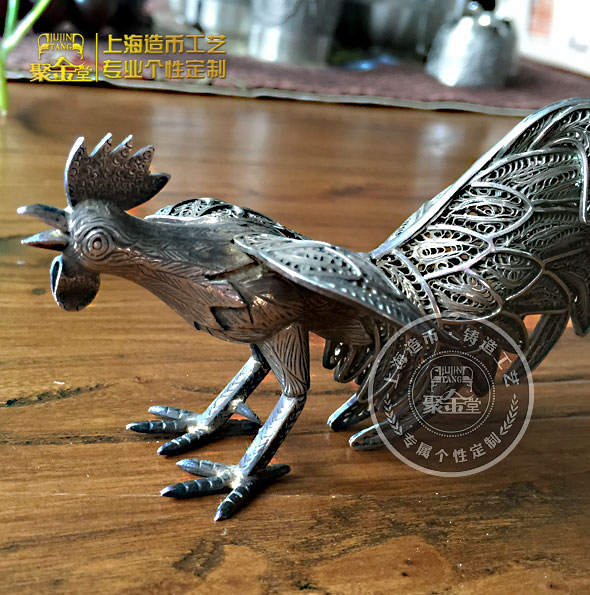 精巧絕倫的中國純銀掐絲工藝——斗雞，太美了！