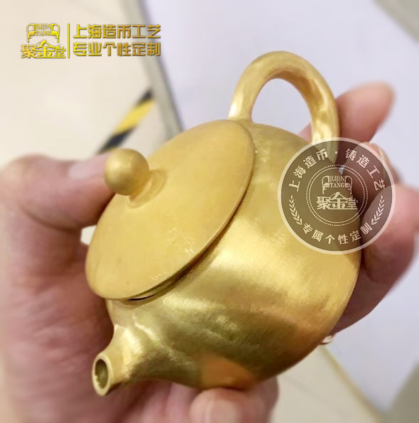 3D硬金定制純金茶壺 定制金茶壺 硬金壺定做 定做金茶壺 商務禮品定制